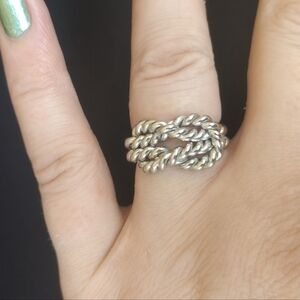 Silver Twisted Rodeo Rope Ring Size 7